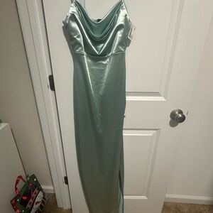 Green silk dress